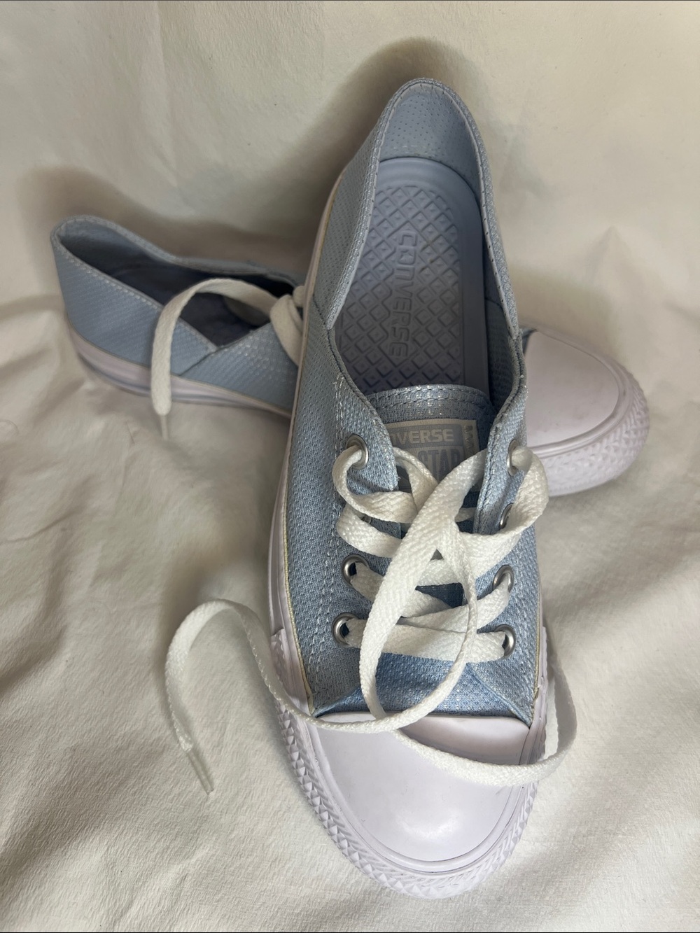 Women’s converse  Light Blue Canvas Lace-Up Sneakers with White Sole
